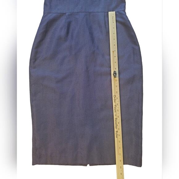Reiss Blue Navy Dress with Metallic Detailing White Dots Sz 6 - Picture 12 of 14